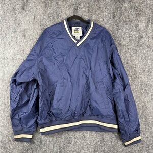 Vintage Eastbay Windbreaker Jacket XL Navy Blue Pullover Retro V-Neck (0058)